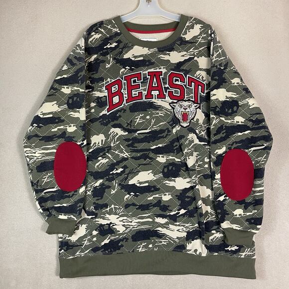 Ecko Unltd Sweatshirt Mens 4X Green Camo Crew‎ Neck Beast Pach Design Pullover - Picture 1 of 10